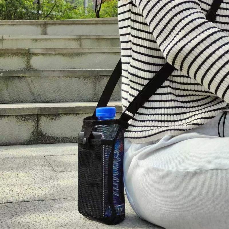 Mesh Water Bottle Holder, Portable Phone Storage Bag, Foldable Sleeve Bag for Outdoor Hiking Cycling