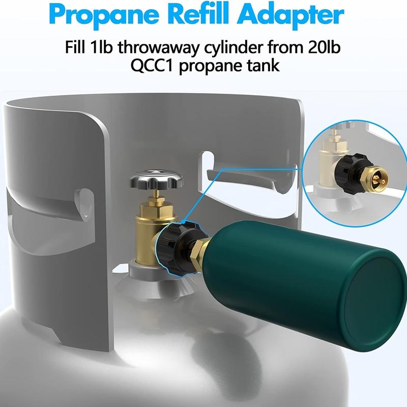 Propane Refill Adapter, 1 Count LP Gas Cylinder Tank Coupler for 1Lb Tanks, Suitable for QCC1 Type1 Propane Tank and 1Lb Throwaway Disposable Cylinder