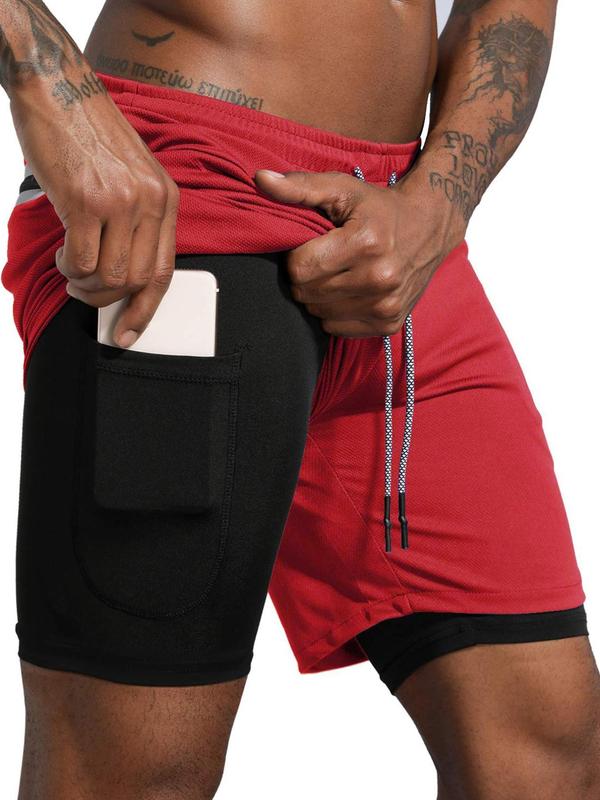 Men's Regular Fit Pocket Drawstring Waist Shorts, Men Shorts, Casual Elastic Waist Track Shorts for Gym Workout Running, Summer Outfits, Summer Men's Bottoms