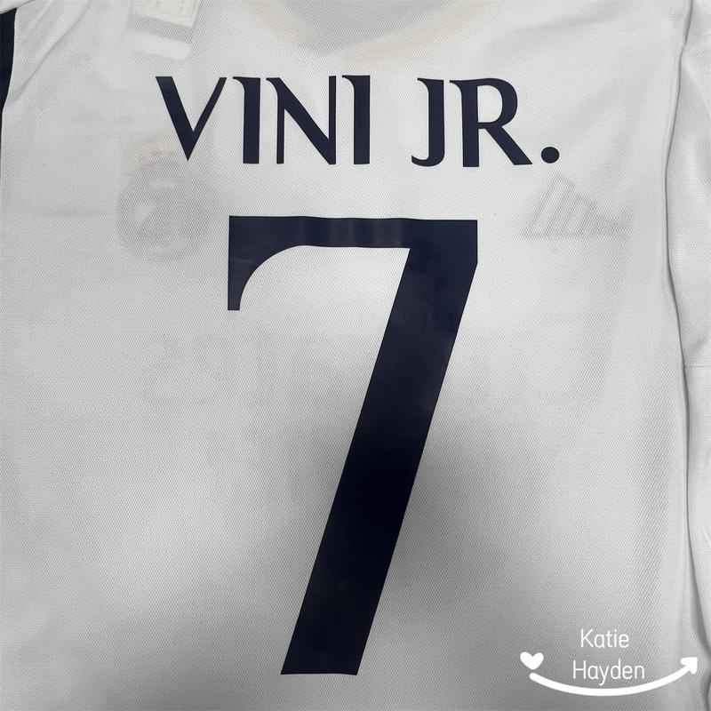 2324 Home Shirt  Vini Jr 7 White Long Sleeve Soccer Jersey