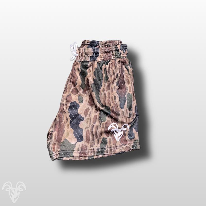 Goat Strength Bottomland Camo Shorts - 5 Inch Inseam, Breathable Elastic Workout Gym Shorts - Zipper Pockets outfits workoutfit