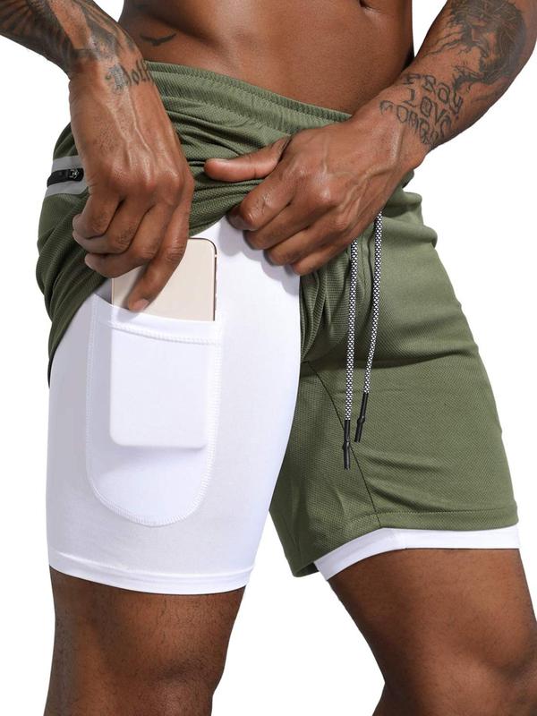 Men's Regular Fit Pocket Drawstring Waist Shorts, Men Shorts, Casual Elastic Waist Track Shorts for Gym Workout Running, Summer Outfits, Summer Men's Bottoms