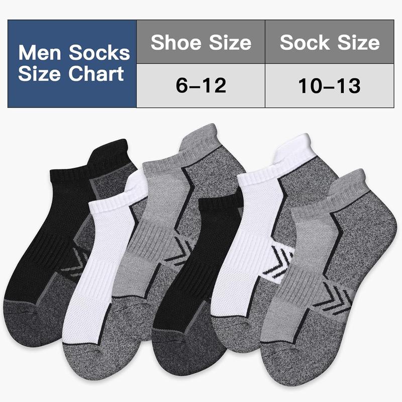 Mens Ankle Socks Athletic Running Low Cut Sock Cushioned Tab Socks For Men 6 Pairs