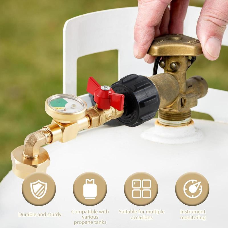 Outdoor Gas Cylinder Filler Connector with Luminous Meter, Portable Gas Connector, Safety Valve, Professional Installation Tool