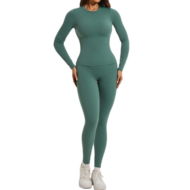 Two-piece Women's Yoga Jumpsuit, Exercise Ribbed Long Sleeved Sportwear, Hip Lifting Yoga Suit