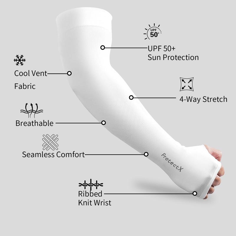 ProtectX Sun Protection UV Cooling Arm Sleeves for Men Women - Breathable, Moisture-Wicking, Compression sport arm