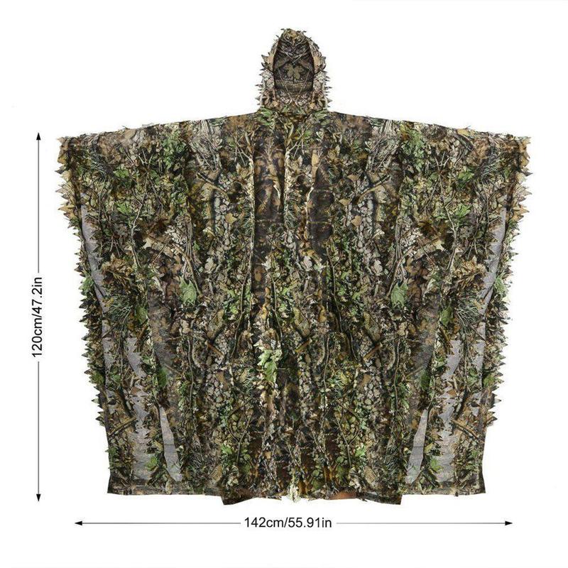 Multi-use Camouflage Poncho, 1 Count 3D Hunting Apparel for Outdoor Wildlife Photography & Military & Paintball Costume