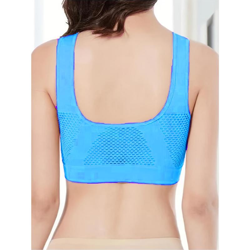 Women's Breathable Sports Bra, Seamless Wire-Free With Hollow Mesh Design, Thin Comfort Yoga Bra Top