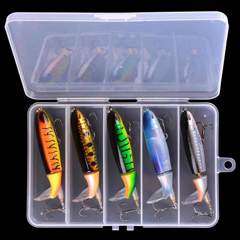 Colorful Spiral Propeller Design Fishing Lures, 5 Counts box Durable Artificial Fishing Bait with Hook, Fishing Accessories for Outdoor Fishing