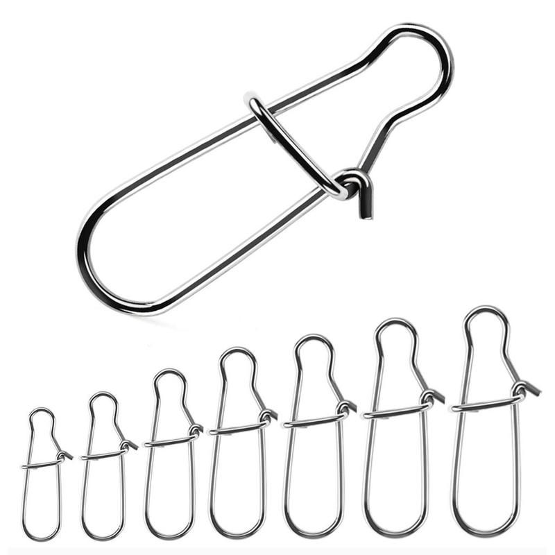 Fishing Snap Clip, 100pcs Quick Change Stainless Steel Fishing Swivel Snap, Fishing Tackle Accessories, Flyfishing, Solocamping, picnicaesthetic