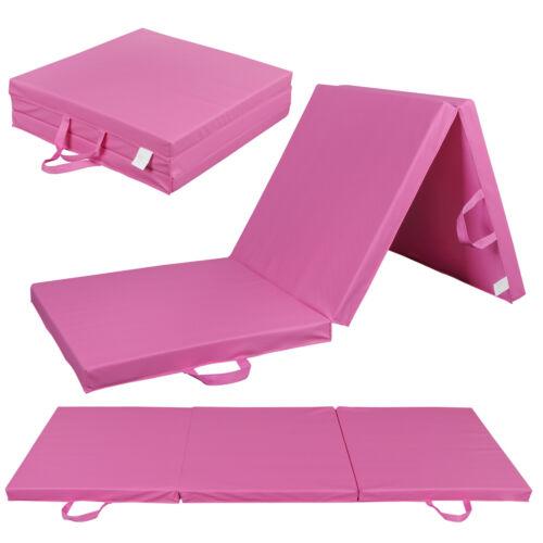 Answer E Gymnastic Mat Tri-Fold Folding Thick Exercise Mat Tumbling Gym Mat w Handle Pink