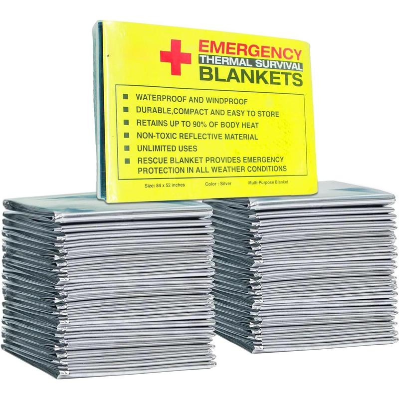 Rawyer (10 Pack)  Thermal  Blankets, Mylar Blankets for Outdoor, Camping, Hiking,  in Harsh Weather, Large  Thermal Sheets, Heavy Duty  Gear (10, 84x52)