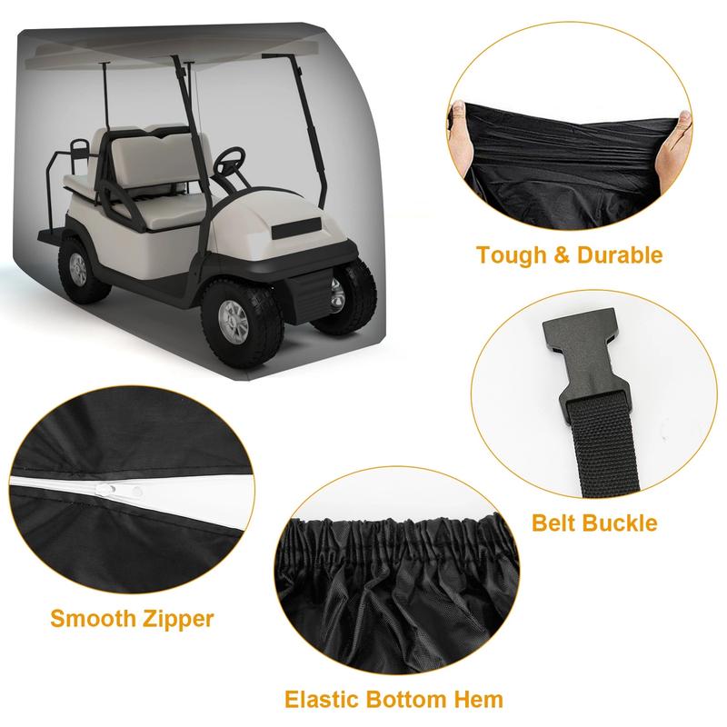 420D Outdoor Waterproof and Dustproof Heavy Duty Golf Cart Covers, Heavy-Duty Weatherproof Golf Cart Cover with Zippered Access - For Fits 2 4 Passenger EZ-GO, Club Car, Yamaha Models -For Universal Outdoor Dust, Sun, and Water Protective Accessory