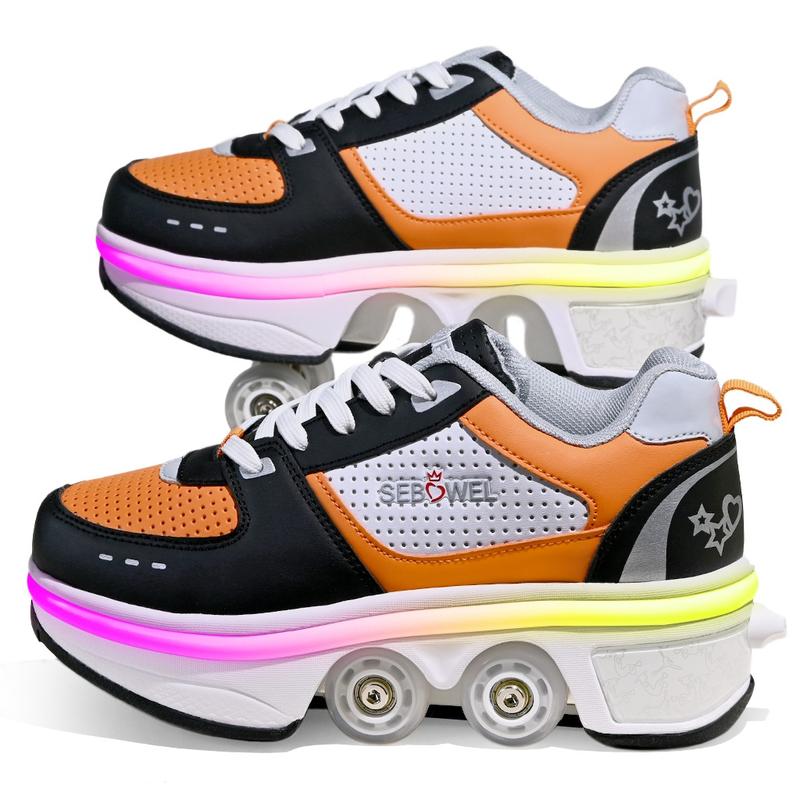 Pink Black-SEBOWEL Fashion Roller Skates, 2-in-1 Transformer Shoes Outdoor Sports Shoes,Walking Shoes,Birthday Special Gift,Christmas Gift skate shoes