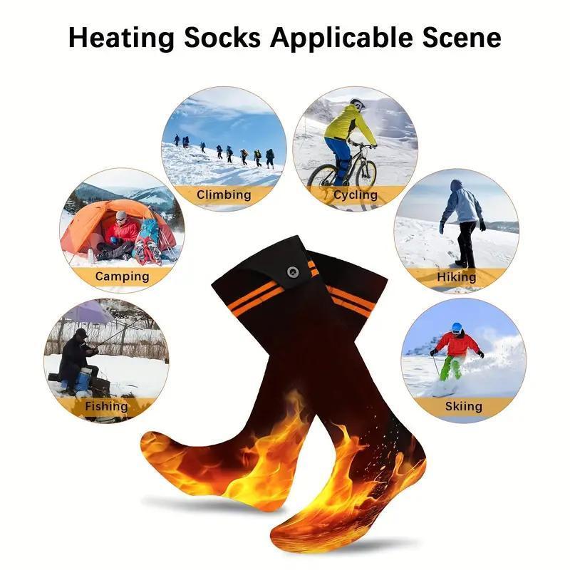 Rechargeable Thermal Heated Socks, 1 Pair 3 Adjustable Heat Settings Soft Breathable Socks, Washable Moisture-wicking Sport Socks for Outdoor Activities, Christmas Gift