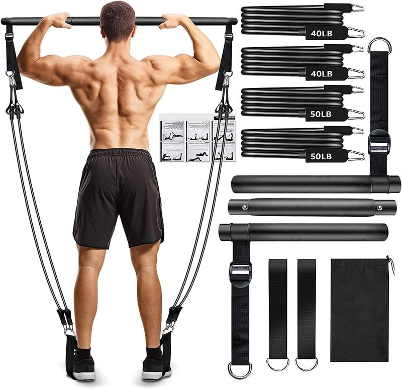 Pilates Bar Kit with Resistance Bands,Pilates Bar with Stackable Bands Workout Equipment for Legs,Hip,Waist and Arm,Exercise Fitness Equipment for Women & Men Home Gym Yoga Pilates