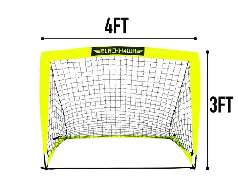 Franklin Sports Blackhawk Soccer Goal - Pop up - Indoor + Outdoor - Adult + Kids - 4' x 3' - Yellow