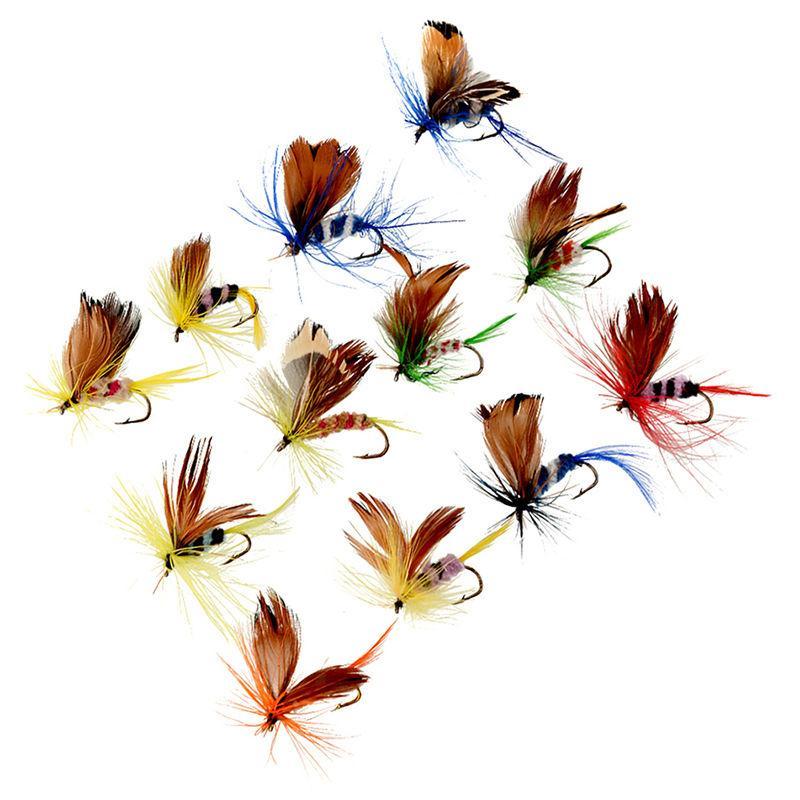 Random Color Artificial Fly Fishing Lure, 12pcs set Bionic Butterfly Hard Bait Plastic Fishing Lure, Fishing Accessories for Outdoor Fishing