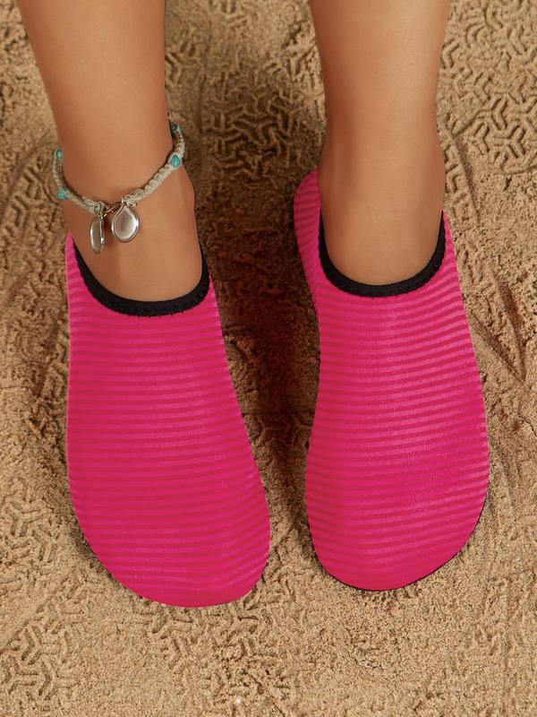 Women's Summer 2024 1 Pair Striped Pattern Design Solid Color Water Shoes, Breathable Non-slip Quick Drying Soft Sole Sports Water Shoes, Water Sports Socks for Swimming Diving Beach