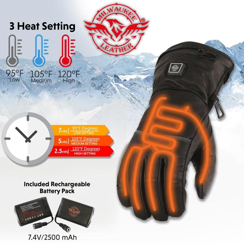 Milwaukee Leather Heated Winter Gloves for Motorcycle Ski Hunting Outdoors w  Battery Pack and i-Touch