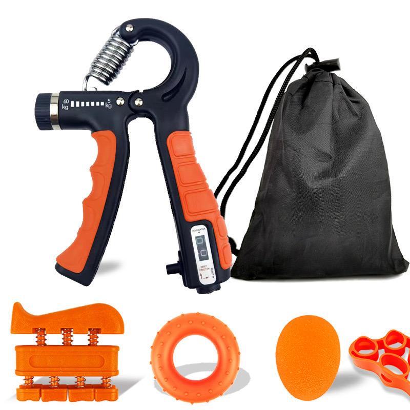 Grip strengthener, Hand strengthening training Kit, adjustable resistance, finger exerciser, finger tensioner, grip ring and pressure buffer #665