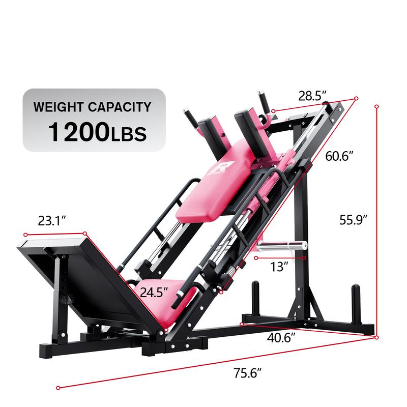 RitFit Leg Press Hack Squat Machine, Professional Adjustable Leg Press Machine for Home Gym with Linear Bearing, Specialty Hack Squat for Full Lower Body Workout with Weight Storage, Pink fitness trainer home gym squat machine hip abduction machines