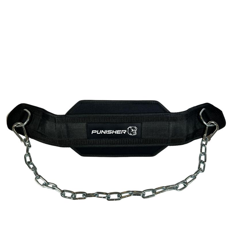 Punisher Dip Belt for Weightlifting with Chain- Black, Pull Ups, Dips, Squat, Bodybuilding, Gym Lifting and Powerlifting Heavy Duty Belt