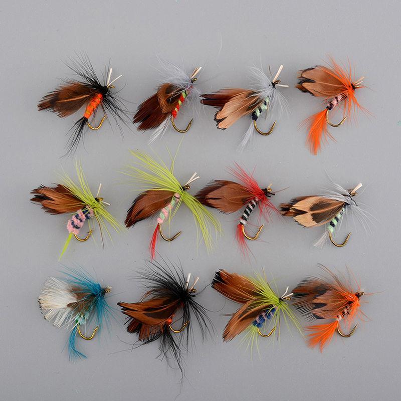 Random Color Artificial Fly Fishing Lure, 12pcs set Bionic Butterfly Hard Bait Plastic Fishing Lure, Fishing Accessories for Outdoor Fishing