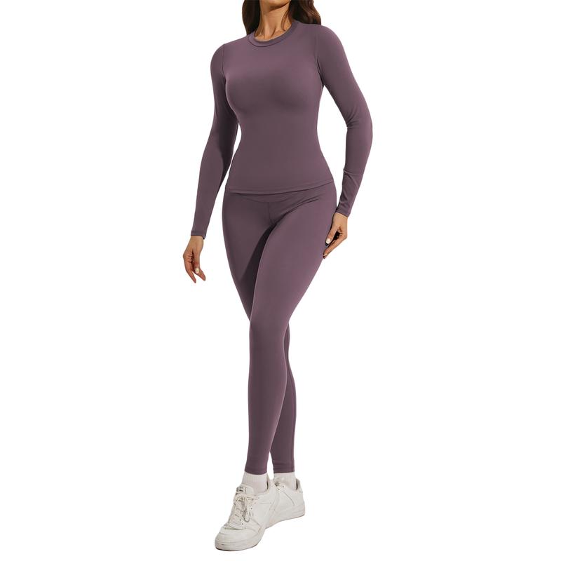 Two-piece Women's Yoga Jumpsuit, Exercise Ribbed Long Sleeved Sportwear, Hip Lifting Yoga Suit