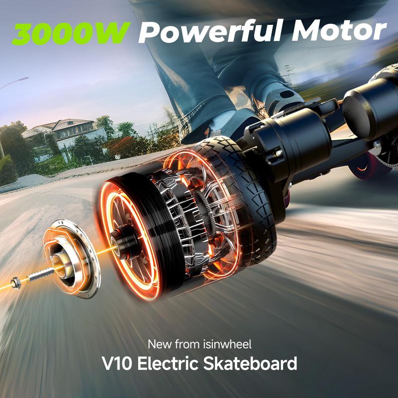 V10 32Mph Electric Skateboard, 3000W Brushless Motor, Remote Control, Electric Longboard for Adults & Teens