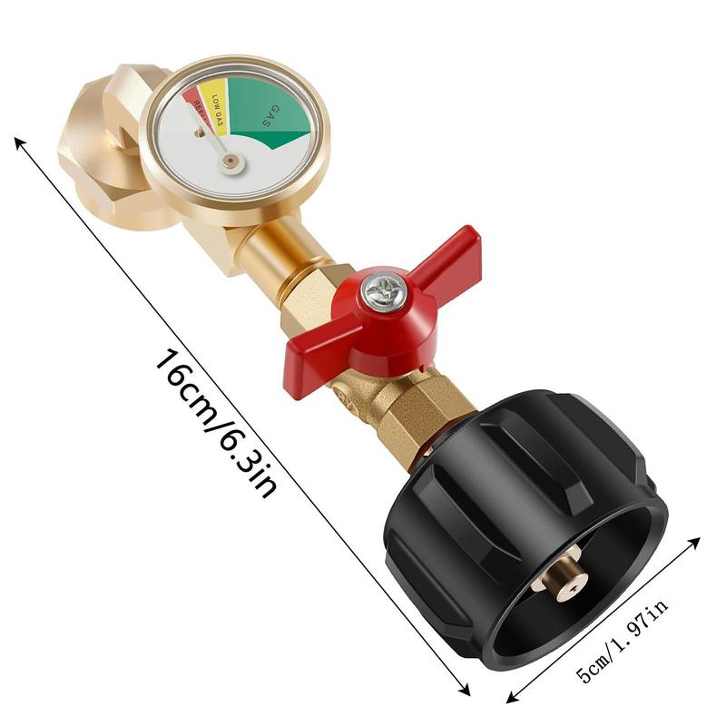 Outdoor Gas Cylinder Filler Connector with Luminous Meter, Portable Gas Connector, Safety Valve, Professional Installation Tool