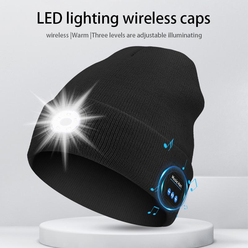 LED Headlamp Hat with 3 Lights Adjustable, Long Distance 1 Charge, Built-in Speaker Wireless Music Hat, Outdoor Camping&Hiking Equipment