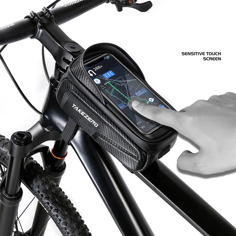 Portable Bike Front Tube Bag with Headphone Jack Design, Waterproof Bicycle Phone Bag with Sensitive Touch Screen, Bicycle Accessories for Outdoor Cycling