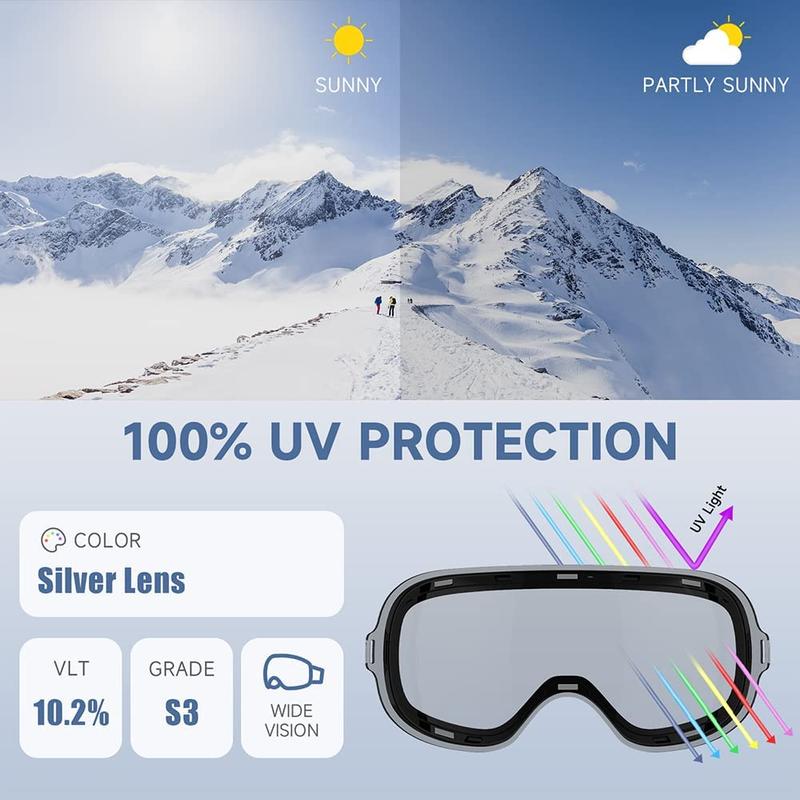 Findway Ski Goggles OTG for Women Men Adult Youth-Over Glasses Snow Goggles-Interchangeable Lens,Anti Fog Snowboard Goggles