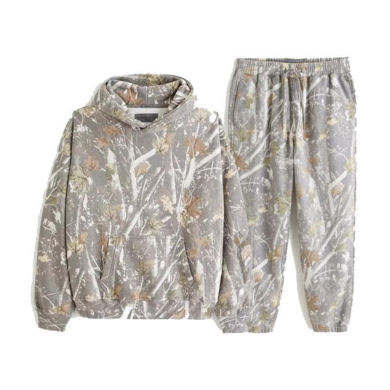 Camouflage printed fleece trousersfor men and women with pocketsoversized baggy sweatpants Casual Cotton Clothing Hoodie Long