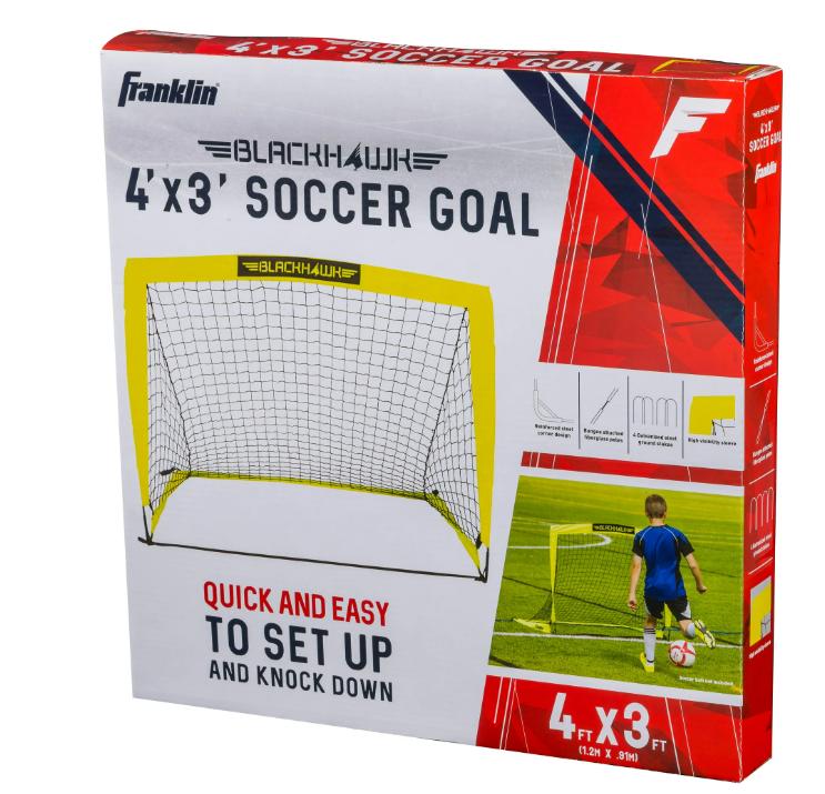 Franklin Sports Blackhawk Soccer Goal - Pop up - Indoor + Outdoor - Adult + Kids - 4' x 3' - Yellow