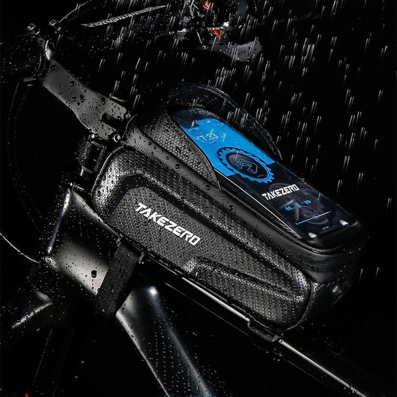 Portable Bike Front Tube Bag with Headphone Jack Design, Waterproof Bicycle Phone Bag with Sensitive Touch Screen, Bicycle Accessories for Outdoor Cycling