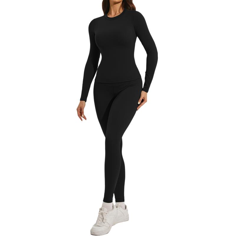 Two-piece Women's Yoga Jumpsuit, Exercise Ribbed Long Sleeved Sportwear, Hip Lifting Yoga Suit