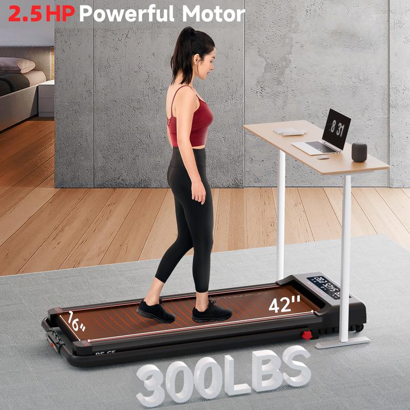 RHYTHM FUN Foldable Treadmill with Handlebar Under Desk Walking Pad Portable Exercise Equipment for Home Gym Office with 3 Window LED Display Remote Control & App (5 Year Warranty)