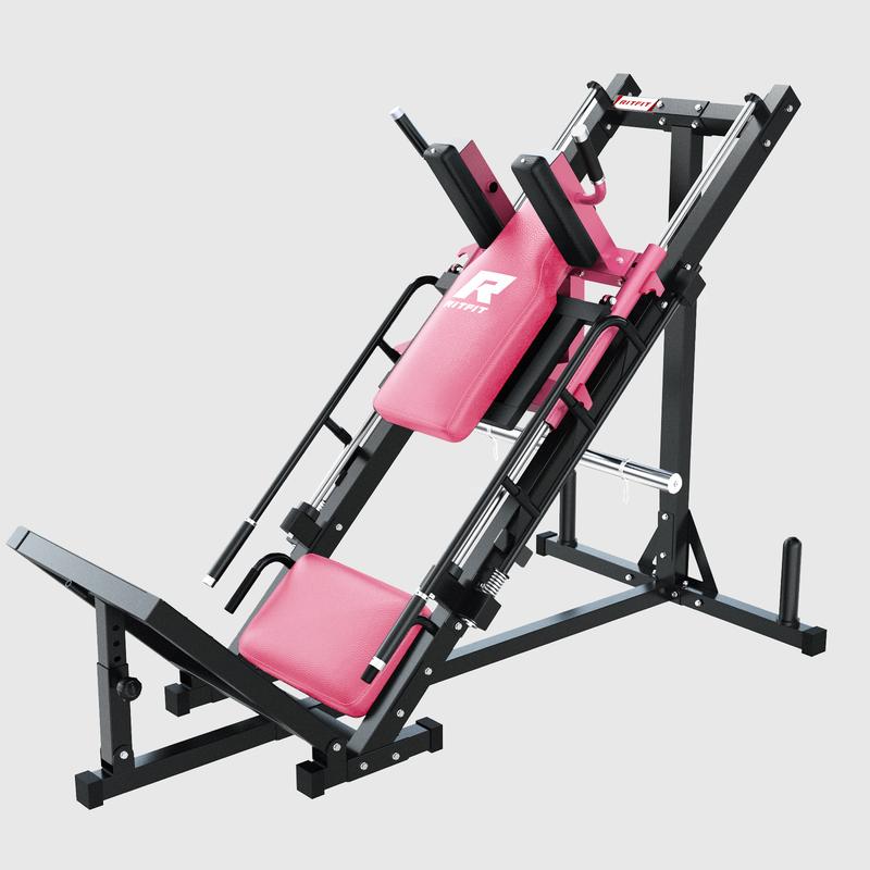 RitFit Leg Press Hack Squat Machine, Professional Adjustable Leg Press Machine for Home Gym with Linear Bearing, Specialty Hack Squat for Full Lower Body Workout with Weight Storage, Pink fitness trainer home gym squat machine hip abduction machines