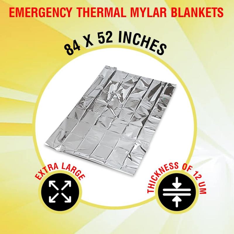 Rawyer (10 Pack)  Thermal  Blankets, Mylar Blankets for Outdoor, Camping, Hiking,  in Harsh Weather, Large  Thermal Sheets, Heavy Duty  Gear (10, 84x52)