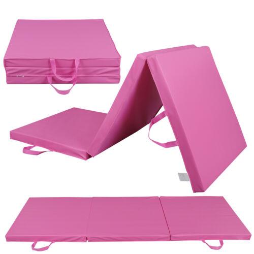 Answer E Gymnastic Mat Tri-Fold Folding Thick Exercise Mat Tumbling Gym Mat w Handle Pink