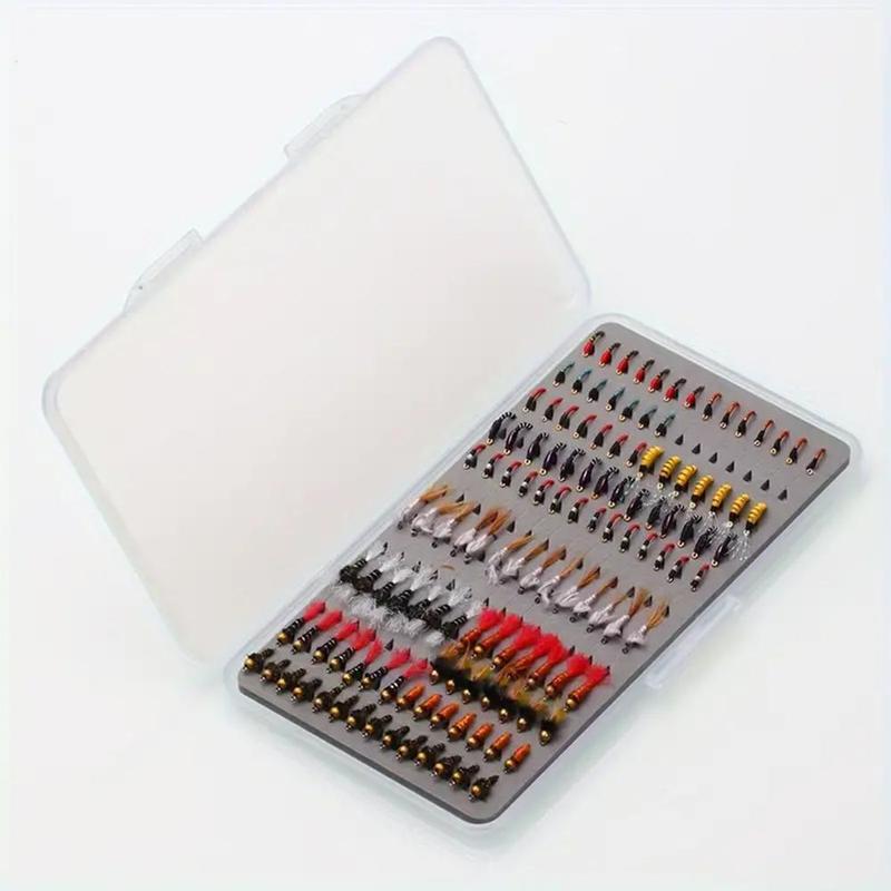 Fishing Lure Set, 126pcs box Fishing Bait with Durable Storage Box, Essential Trout Fishing Flies and Accessories, Fishing Accessories