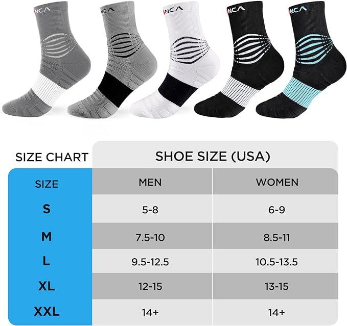 NEENCA Sports Socks for Runner,Workout, Gym, Basketball, Volleyball,Hiking