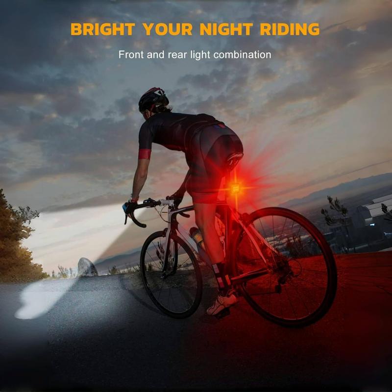 Bike Front & Rear Light Set, 1 Pair Bike Handlebar Light with Cable & Silicone Ties, Outdoor Night Riding Light, Cycling Light for Outdoor Sports