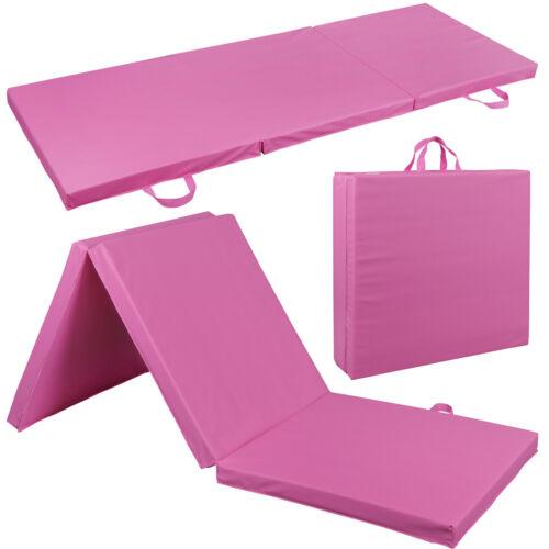 Answer E Gymnastic Mat Tri-Fold Folding Thick Exercise Mat Tumbling Gym Mat w Handle Pink