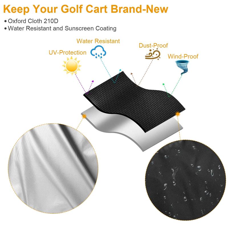 420D Outdoor Waterproof and Dustproof Heavy Duty Golf Cart Covers, Heavy-Duty Weatherproof Golf Cart Cover with Zippered Access - For Fits 2 4 Passenger EZ-GO, Club Car, Yamaha Models -For Universal Outdoor Dust, Sun, and Water Protective Accessory