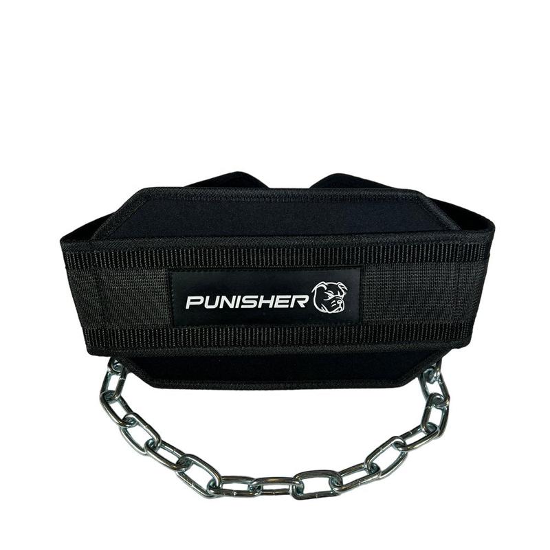 Punisher Dip Belt for Weightlifting with Chain- Black, Pull Ups, Dips, Squat, Bodybuilding, Gym Lifting and Powerlifting Heavy Duty Belt