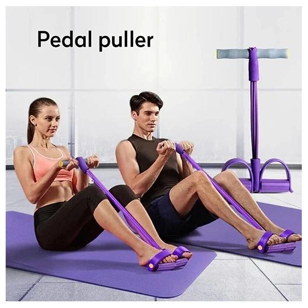 Multifunction Tension Rope, 4-Tube Elastic Yoga Pedal Puller Resistance Band, Natural Latex Tension Rope Fitness Equipment, for Abdomen Waist Arm Leg Stretching Slimming Training