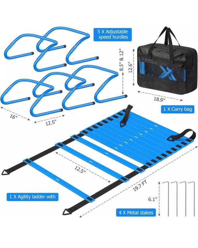 Agility Ladder Speed Training Equipment - Includes Agility Ladder,Jump Rope, Agility Hurdles,Disc Cones,Soccer Training Equipment for Youth Adults